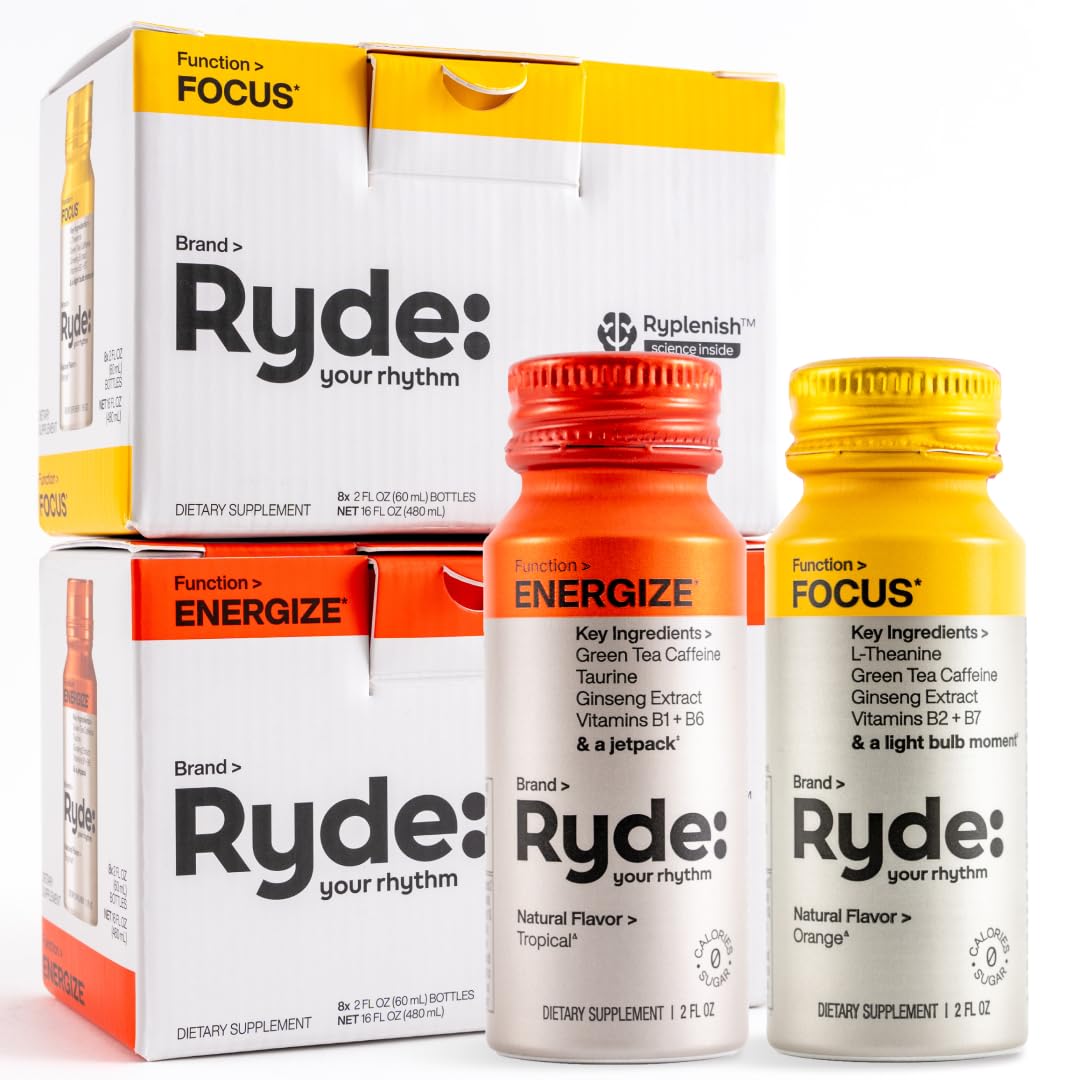 Amazon.com : RYDE Shots Energize + Focus, Essential B Vitamins and